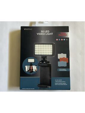 Vivitar 50 LED Video Light 3 Brightness Levels Smart Phone Cradle New